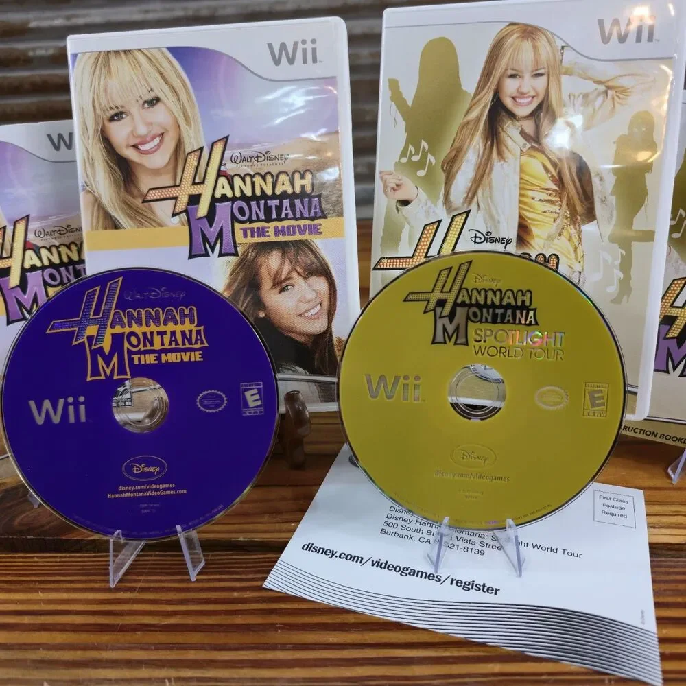 Hannah Montana Spotlight World Tour & The Movie - Nintendo Wii Lot of 2